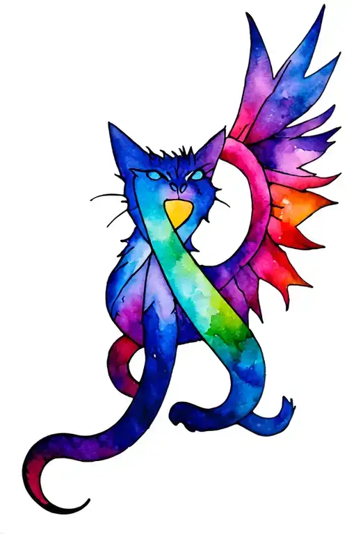 cancer ribbon dragon cat feather puzzle piece rainbow tattoo design idea