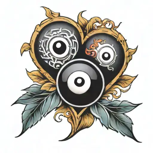ying-yang eight ball In a heart tattoo inspired tattoo design idea
