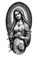 our Lady Guadalupe Mexican with roses tattoo design idea