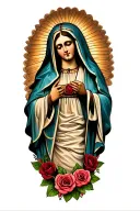 our Lady Guadalupe Mexican with roses tattoo design idea