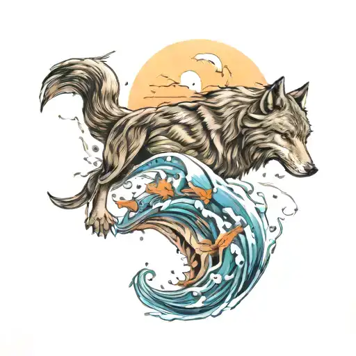 wolf and dolphin tattoo tattoo design idea