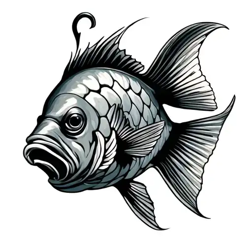 flounder fish hook tattoo design idea