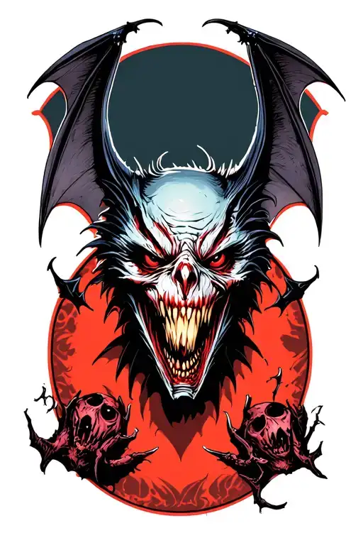 Scary bat tattoo design idea