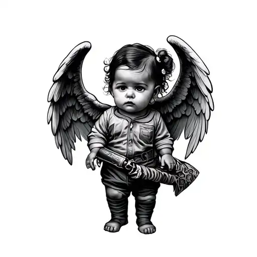 Gangster Baby Angel tattoo design idea