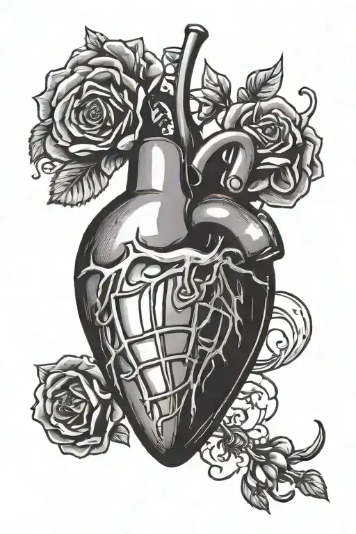 American Idiot Heart grenade tattoo design idea