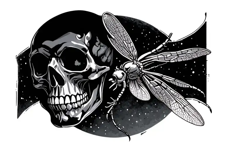 firefly and skull tattoo design idea