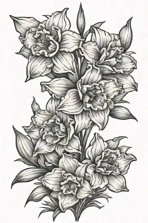 narcissus and gladiolus flowers  tattoo design idea