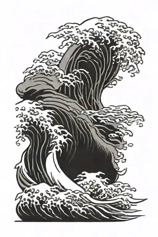 cyber punk and suminagashi waves for arm sleeve tattoo design idea