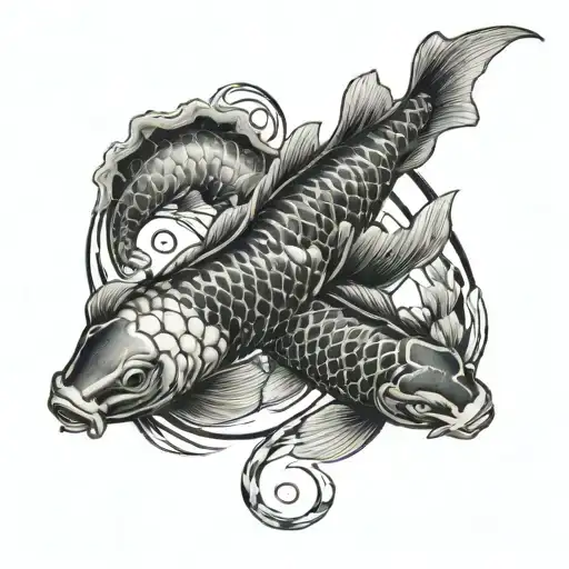 Koi Fish ying yang black tattoo design idea