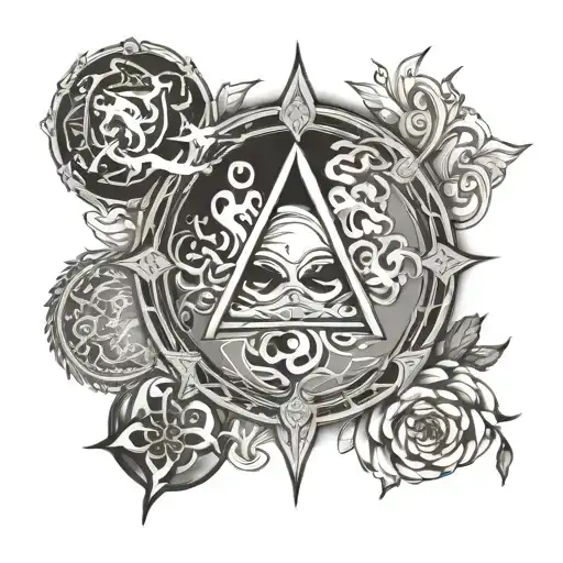 four elements (fire, water, earth and air) tattoo design idea