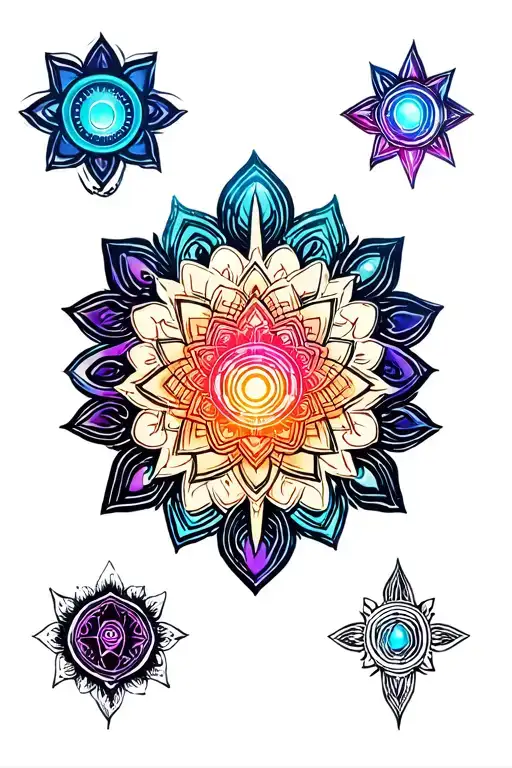 Chakra symbols forming tattoo design idea