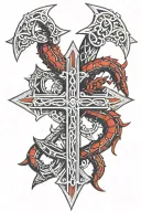 chrome hearts cross with a red scorpion tattoo design idea