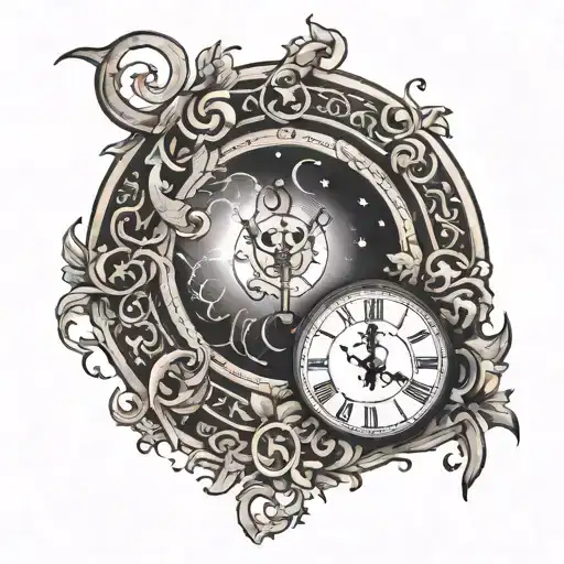 cresent moon and clock face {luna-tik} tattoo design idea