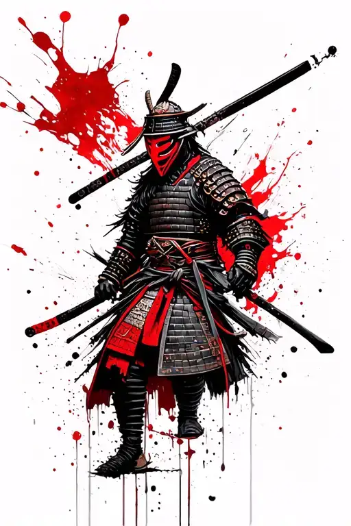 samurai warrior with hanma mask tattoo design idea