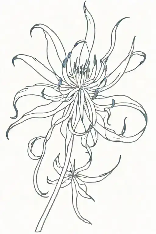 blue flaming spider lily flower tattoo design idea
