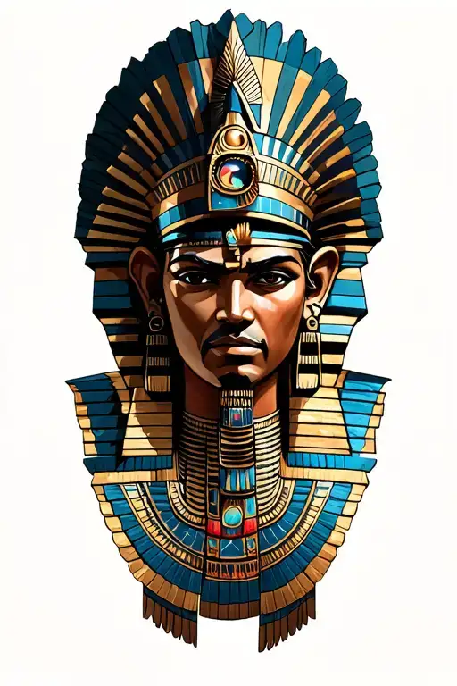 A Fusion Of Egyptian And Inka Symbolism, Featuring God Osiris And all seing eye On Machu Picchu Temple tattoo design idea