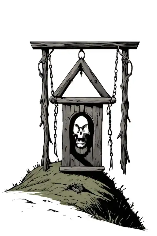 gallows on a hill tattoo design idea