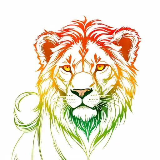 An abstract lion cub with fine gradient lines. tattoo design idea