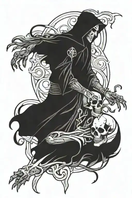 necromancer raising dead tattoo design idea