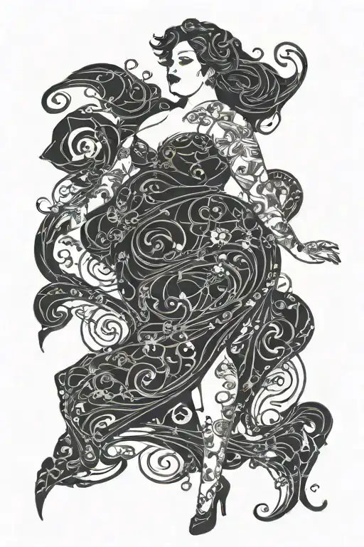 Goth girl bbw pinup girl tattoo design idea