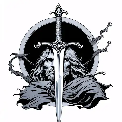 sleep tokens vessel as damocles with sword piercing tattoo design idea