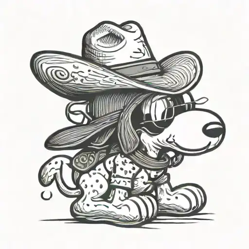 Cowboy Snoopy with mustache tattoo design idea