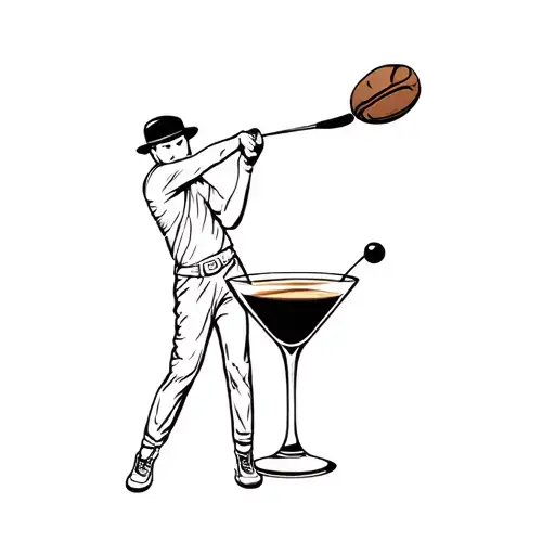 golfer hitting coffee bean off an espresso martini tattoo design idea