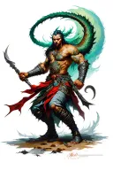 warrior fighting demon slayer tattoo design idea