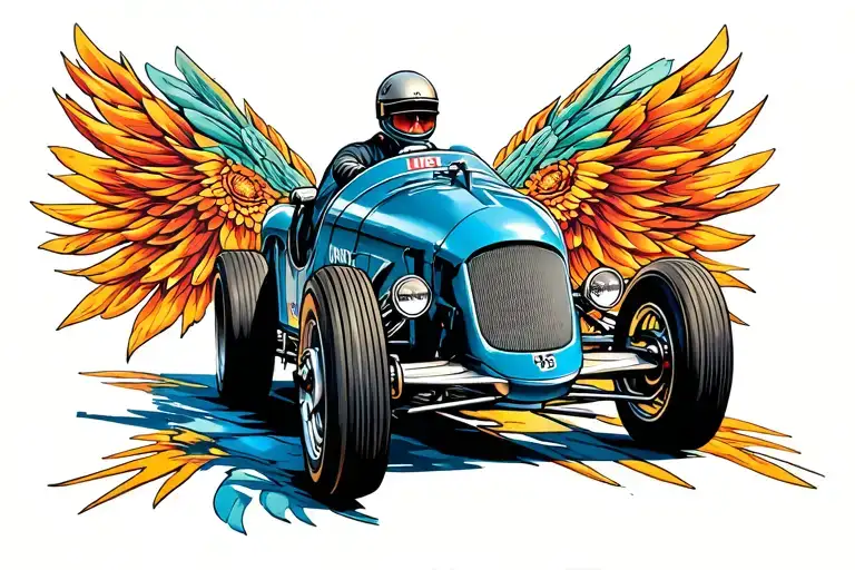 F2002 F1 car driving tattoo design idea