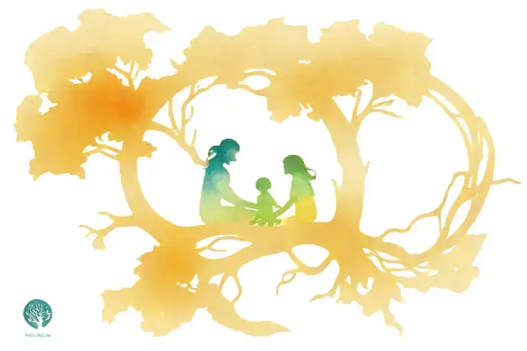 Family tree two girls sitting Asia and Cali logo into a dynamic tattoo design idea