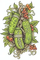 Gemini pickle and tree intertwined tattoo design idea