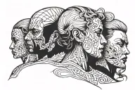 five faces on back tattoo design idea