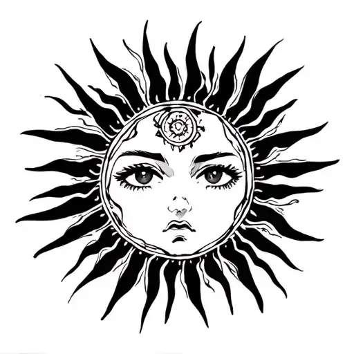 sun shining tattoo design idea