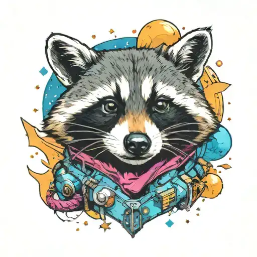 raccoon royalty in space tattoo design idea