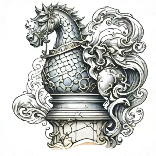 marble knight chess piece tattoo design idea