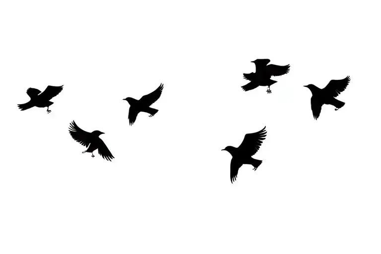 small crows flying tattoo design idea