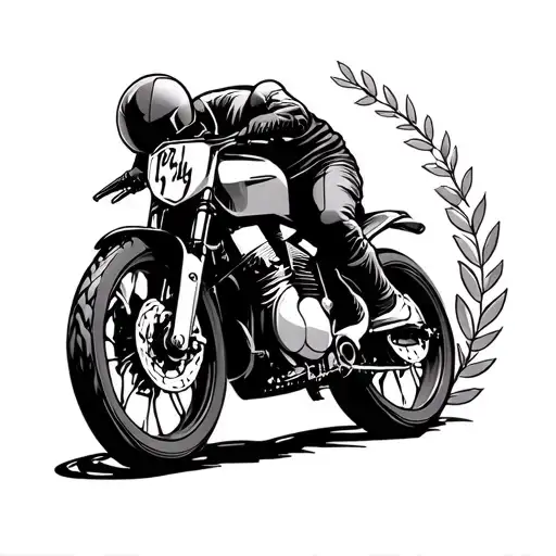 roadbike and laurel wreath tattoo design idea