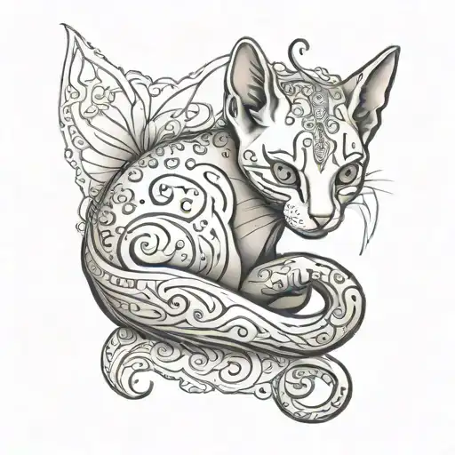 uterus with kitten insude tattoo design idea