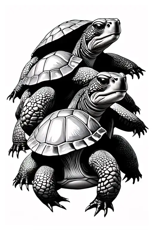 4 turtles black tattoo design idea