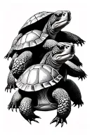 4 turtles black tattoo design idea