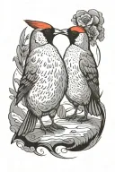 cardinal and penguin walking together tattoo design idea