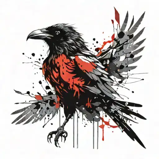 raven with outstretched wings tattoo design idea
