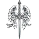 st michael sword one angel wing tattoo design idea