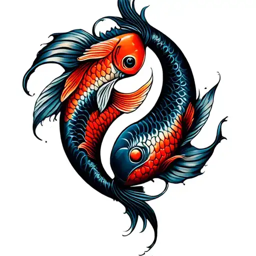 pisces ying yang koi fish tattoo design idea