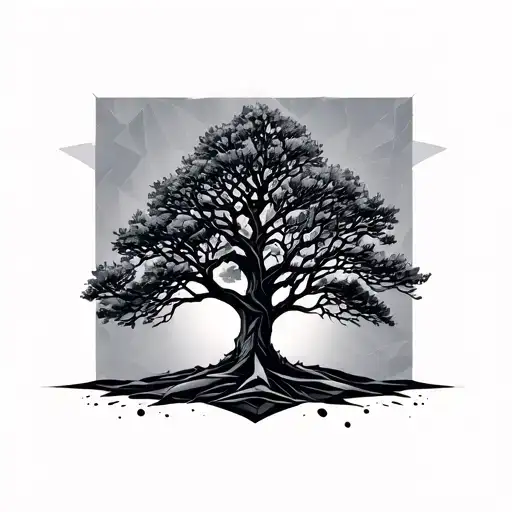 Geometric elm tree tattoo design idea