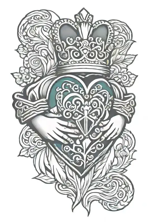 claddagh ring with mountians range tattoo design idea