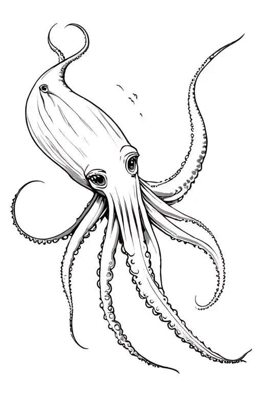 giant squid attacking whale tattoo design idea