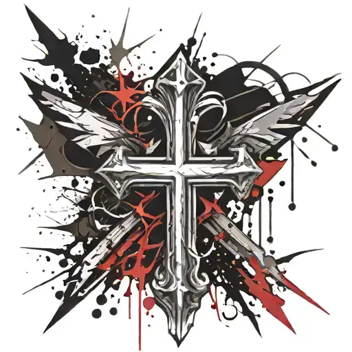 chrome cross and chrome stars that means that the life we have is from god and that it is centralized to our lord  tattoo design idea