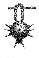 medieval flail spiked ball on chain tattoo design idea