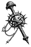 medieval flail spiked ball on chain tattoo design idea